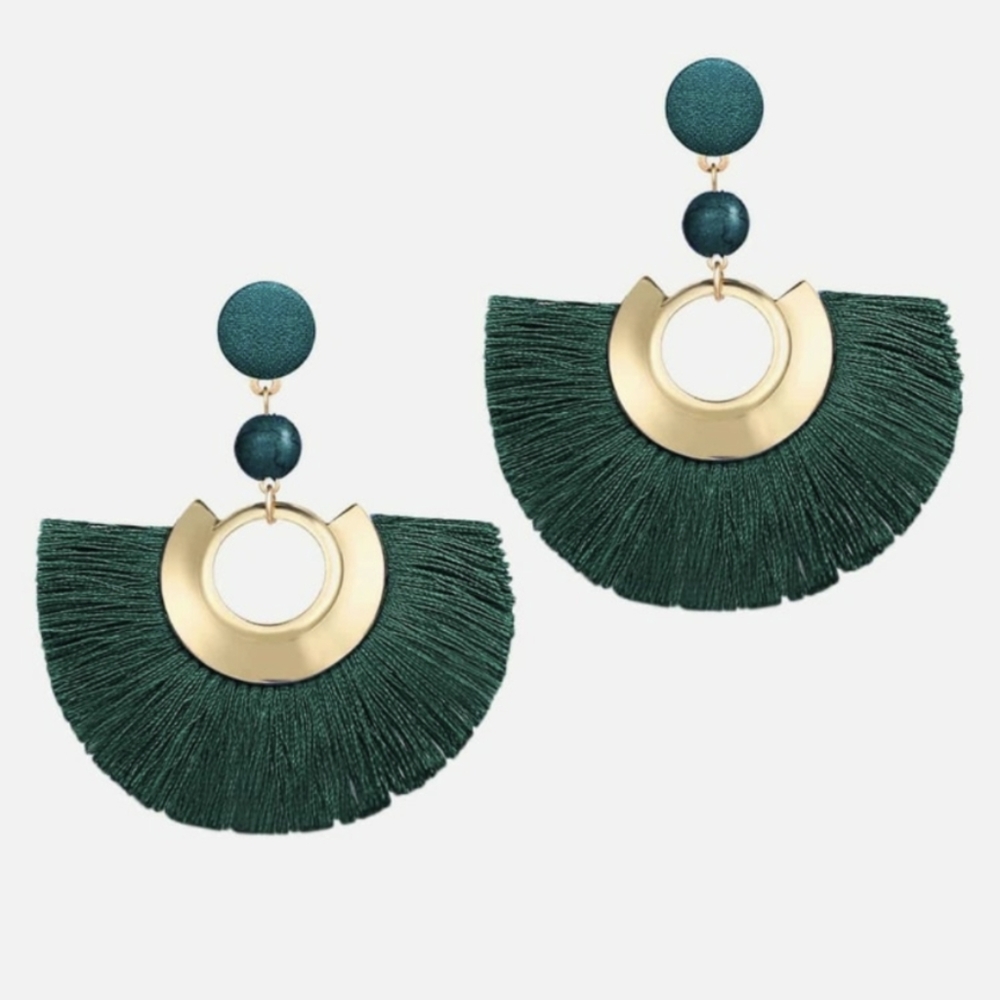 Fan Shaped Tassel Earrings